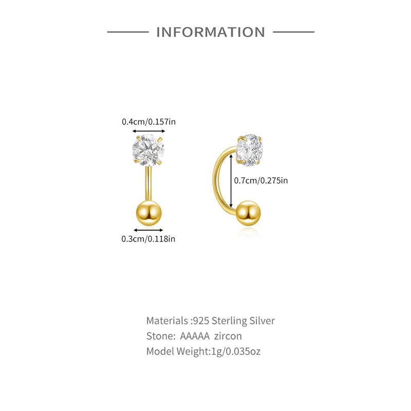 925 Sterling Silver Zircon Ball Stud Earrings For Women