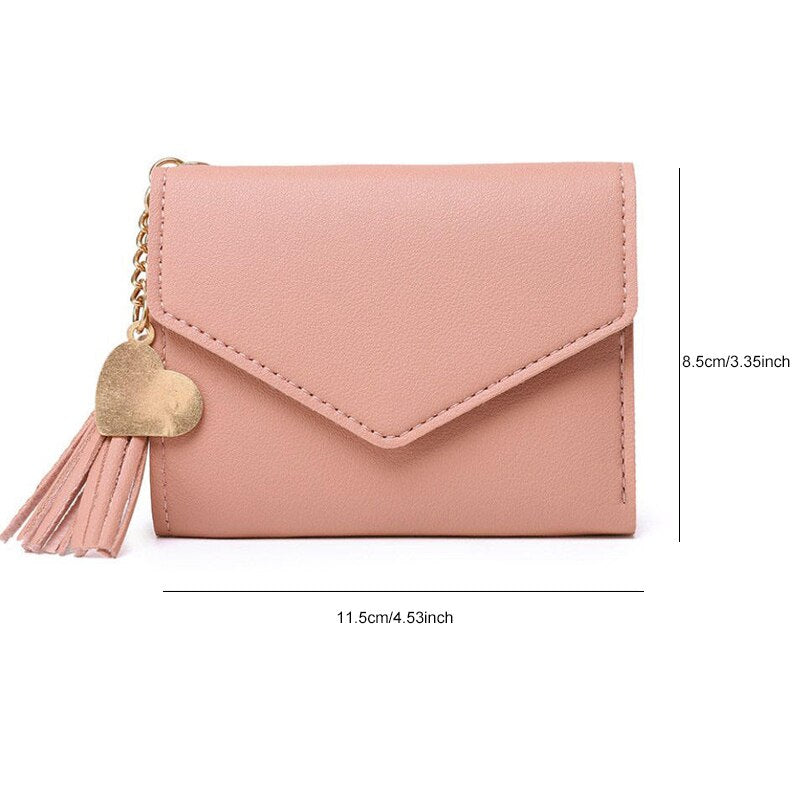 Pink Mini Tassel Pendant Wallet Mini Wallet for Women