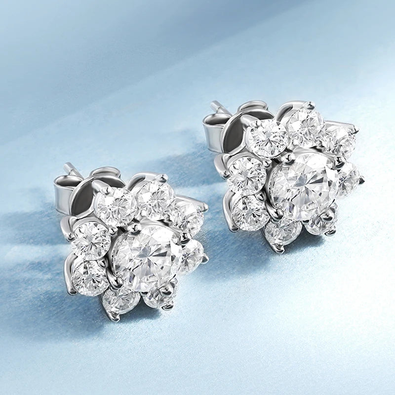 S925 Sterling Silver 2.8CTTW Moissanite Stud Earrings for Women