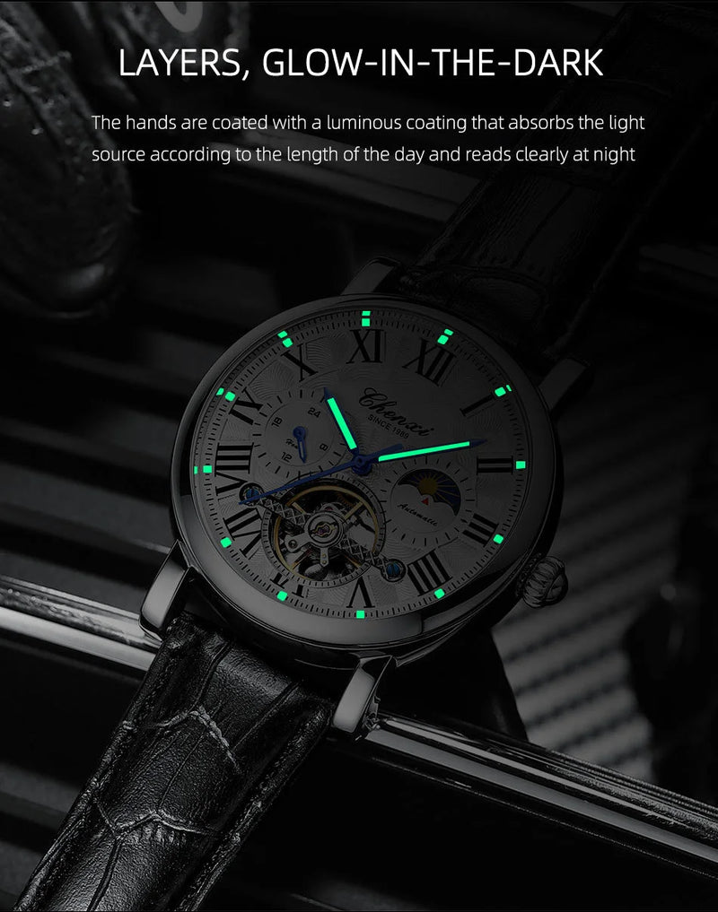 Stainless Steel Automatic Hollow Flywheel Luminous Waterproof Men's Watch