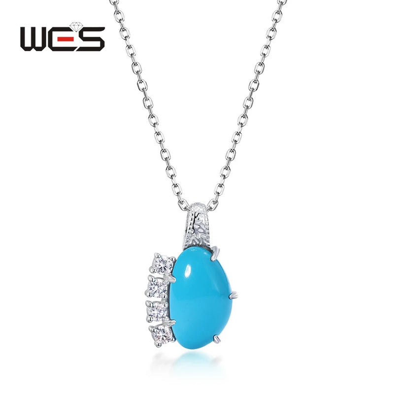 Sterling Silver Turquoise Pendant Necklace for Woman