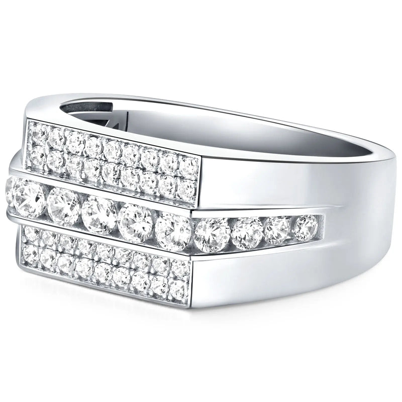 925 Sterling Silver Full Moissanite Eternity Ring for Men