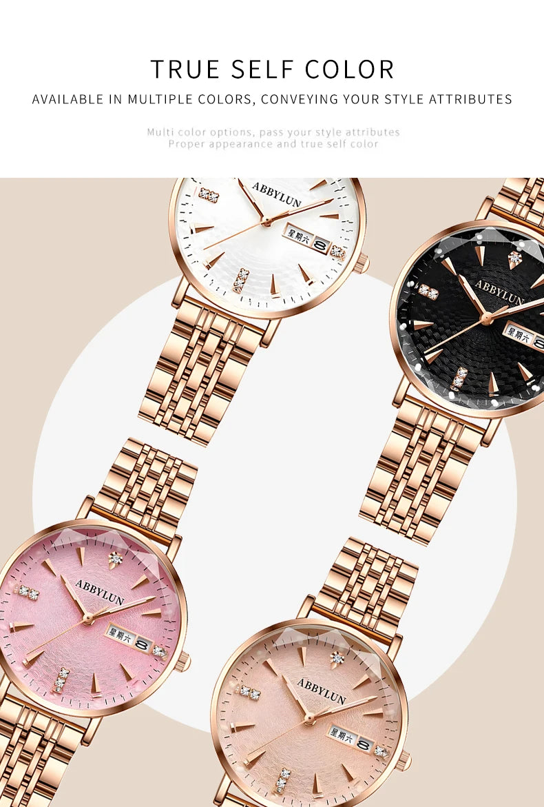 Gold Stainless Steel Creative Bracelet Watch for Women