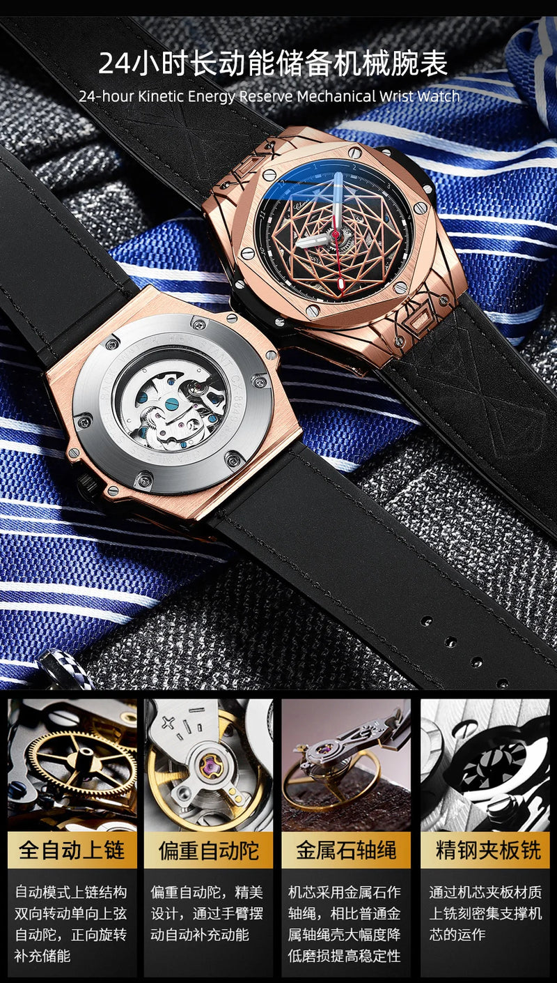 Stainless Steel Skeleton Automatic Men's Watch