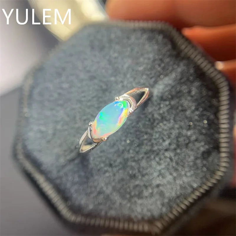 Sterling Silver Natural Opal Ring for Women