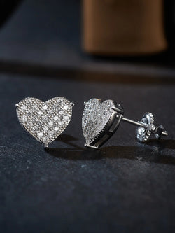 14K Gold Moissanite Heart Stud Earrings for Women