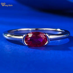 Sterling Silver Oval Cut 4*6mm Sapphire Ruby Gemstone Ring for Women