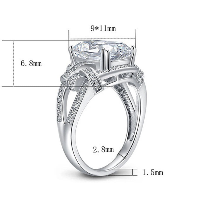 925 Sterling Silver Cushion Cut Lab Sapphire Diamond Ring for Women