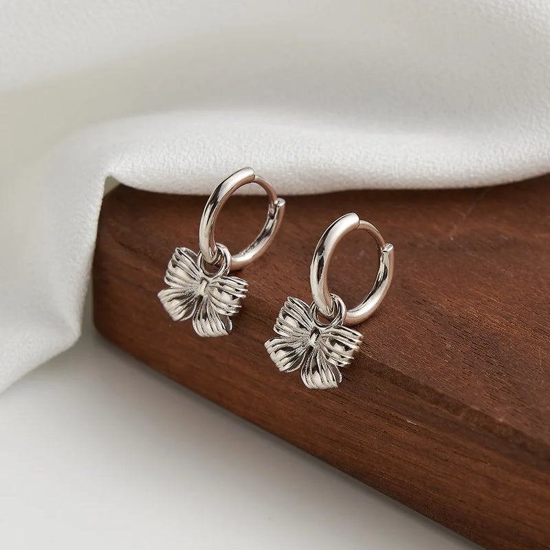 925 Silver Bow Knot Dangle Earrings for Women