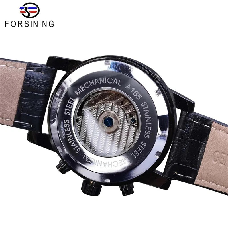 Leather Mechanical Automatic Men's Wrist Watch with Tourbillon and Multi-Functionalities