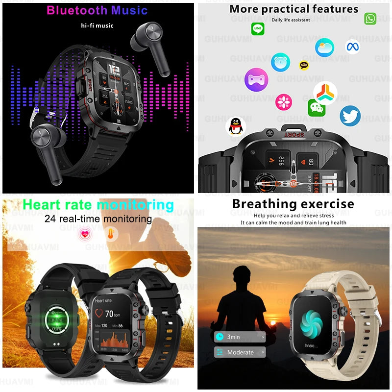 Metal Smart Watch with Heart Rate, Sports, and Bluetooth Call Features for Men