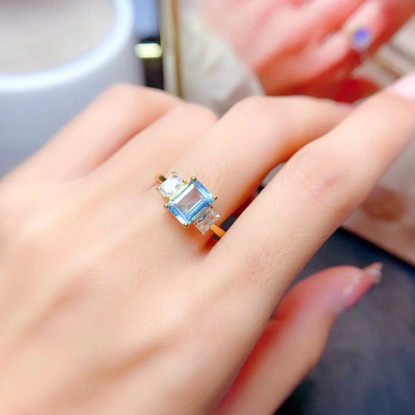 925 Sterling Silver Sky Blue Topaz Ring for Women