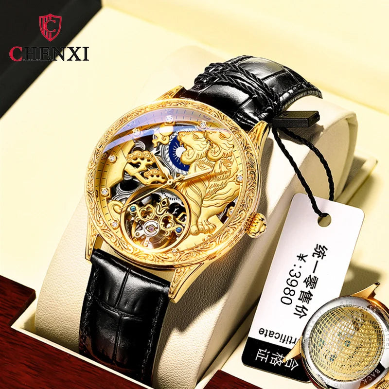 Gold Automatic Skeleton Watch for Men