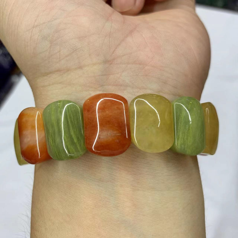 Sterling Silver Natural Lighter Imperial Jade Stone Beads Bracelet for Women