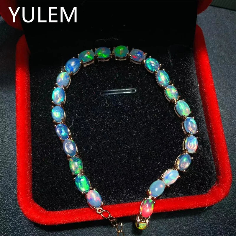 925 Sterling Silver Natural Opal Bracelet for Women