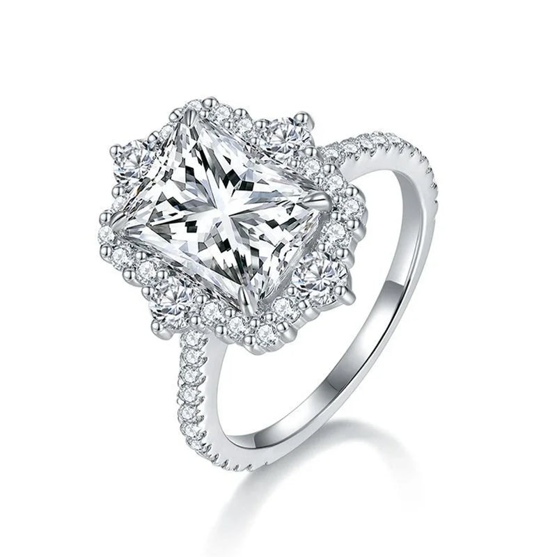 Sterling Silver 0.80CTW Moissanite Radiant Cut Engagement Ring for Her