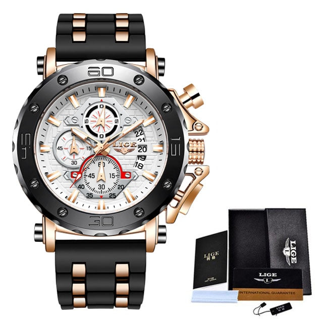 Stainless Steel Silicone Chronograph Date Luminous Watch for Men