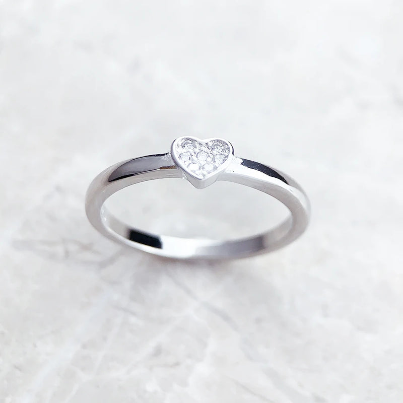 925 Sterling Silver Love Heart Ring for Women