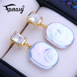 Gold Freshwater Baroque Pearl Drop Earrings for Women