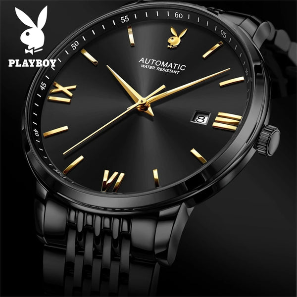 Stainless Steel Automatic Mechanical Mens Wrist Watch for Men