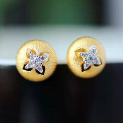 925 Sterling Silver Gold Plated Four Leaf Clover Stud Earrings for Women