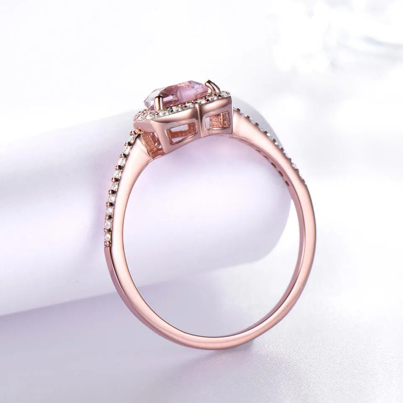 Sterling Silver Pink Morganite Heart Ring for Women