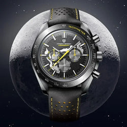 Stainless Steel Quartz Skeleton Sport Chronograph Watch for Men