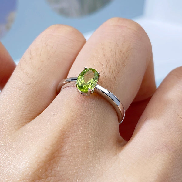 Sterling Silver Peridot Adjustable Ring for Women