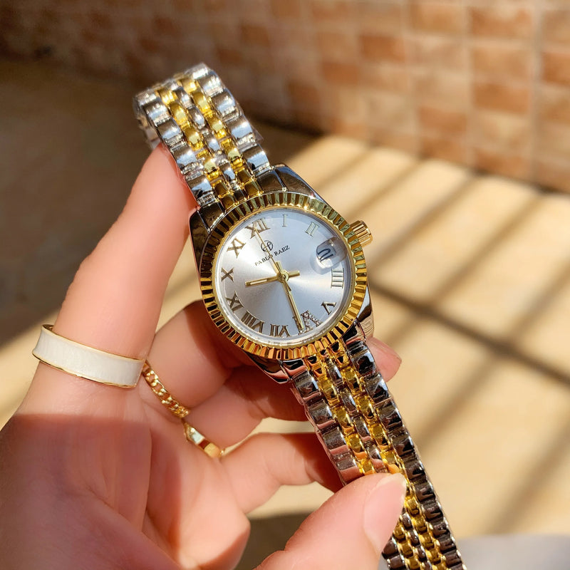 Luxury Oyster-Style Women's Designer Watch with Date Feature & Gold Finish