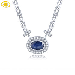 Sterling Silver Blue Sapphire Necklace 0.80 ctw