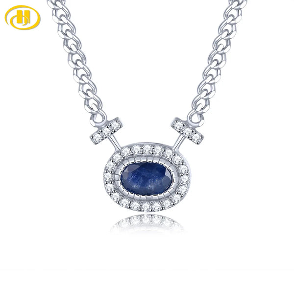 Sterling Silver Blue Sapphire Necklace 0.80 ctw