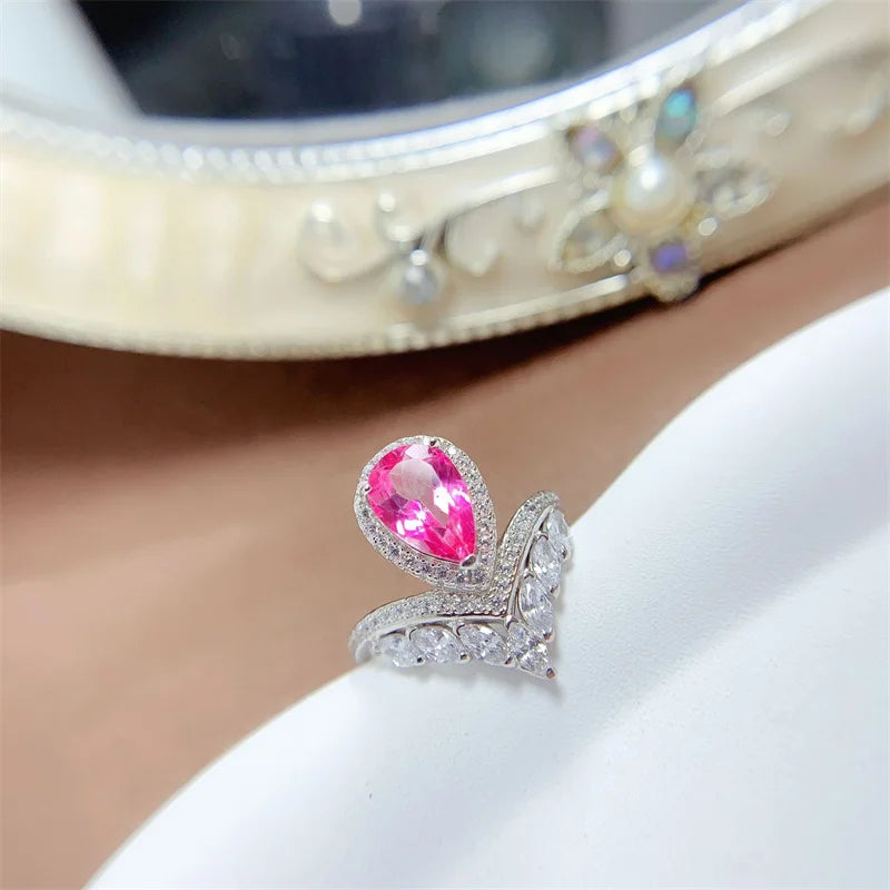 Sterling Silver Pink Topaz Ring for Women