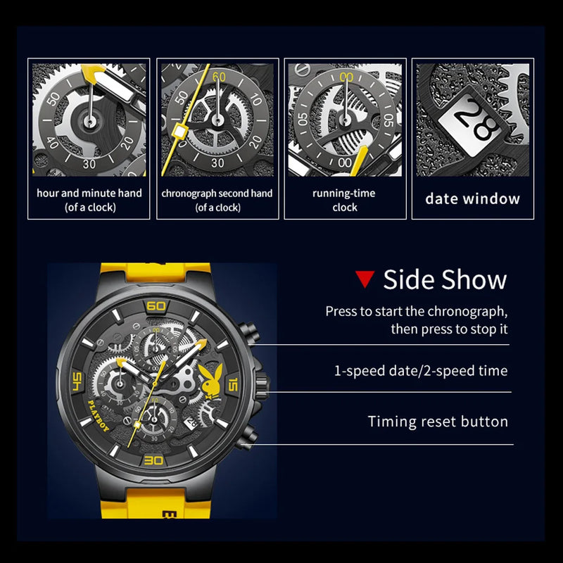 Stainless Steel Silicone Luxury Waterproof Luminous Watch for Men