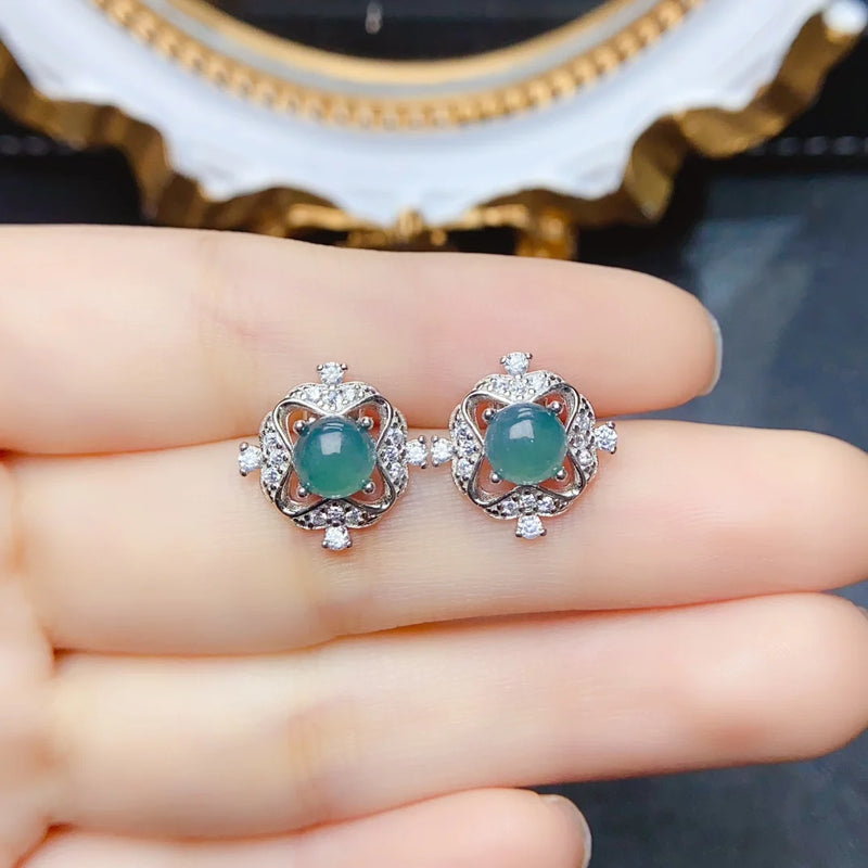 sterling silver 6mm emerald earrings for women