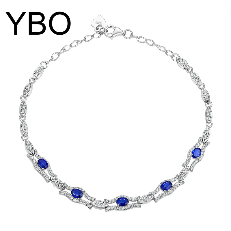 925 Sterling Silver Natural Sapphire cz Bangle for Women