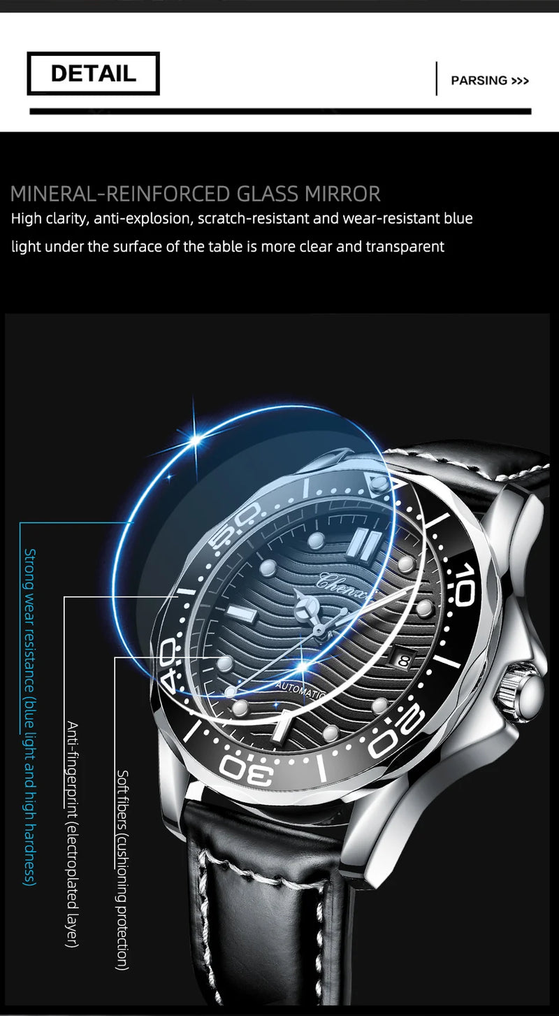 Stainless Steel Luminous Automatic Calendar Watch for Men