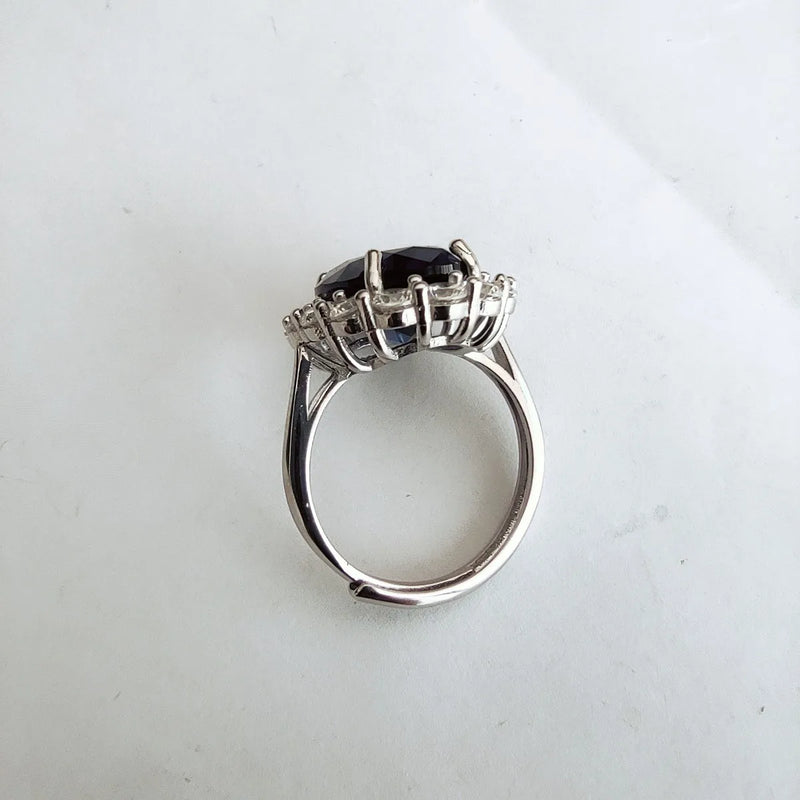 Sterling Silver Natural Sapphire Ring for Female