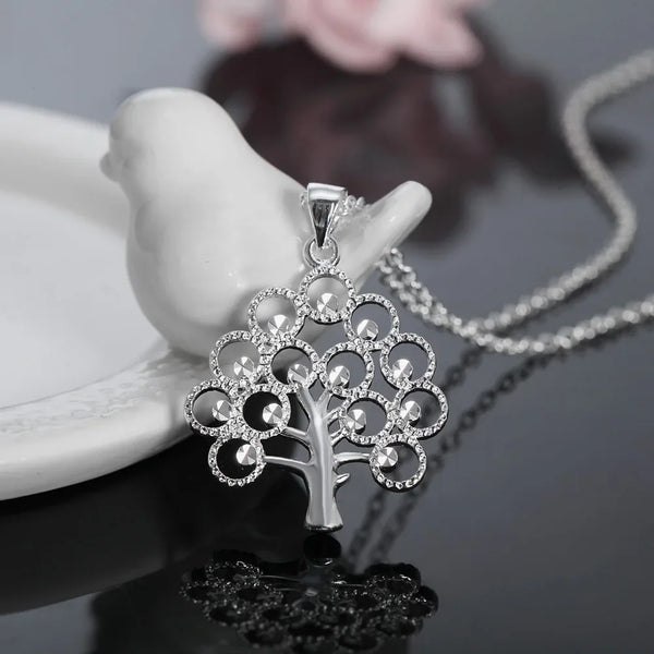 Sterling Silver 45cm Fine Tree Pendant Necklace for Women