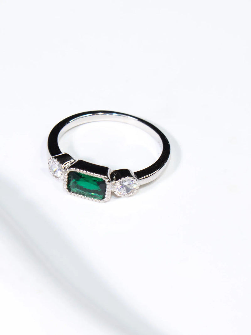 925 Silver Nano Emerald Bezel Setting Ring for Her