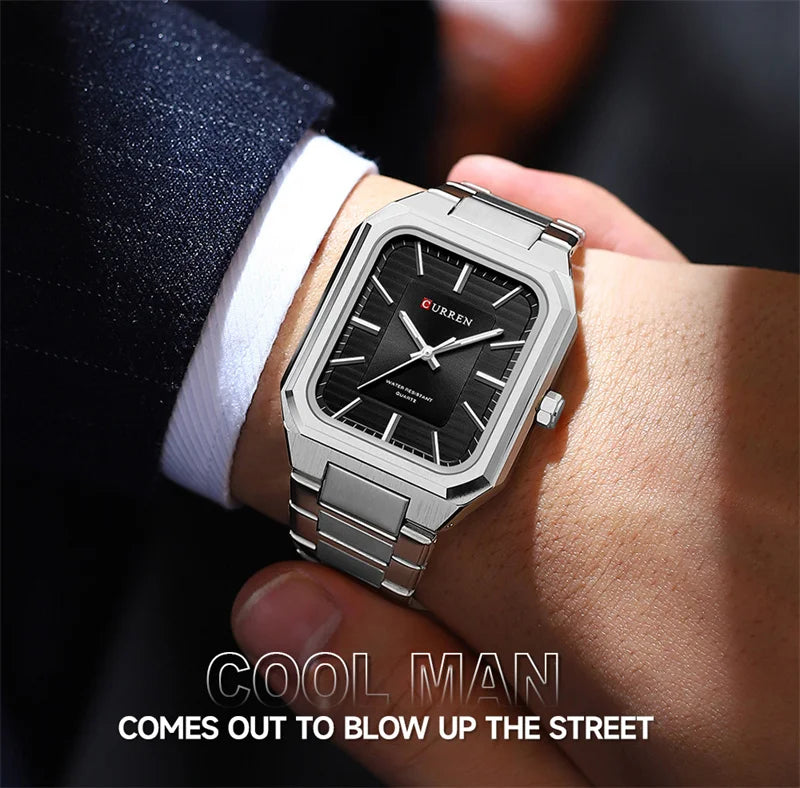 Stainless Steel Rectangle Sport Watch for Men