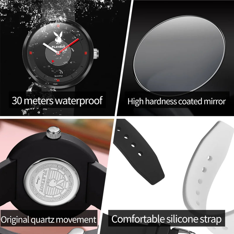 Stainless Steel Silicone Strap Minimalist Quartz Watch for Women