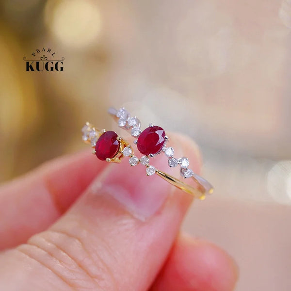 18K Gold Natural Diamond and Ruby Galaxy Design Ring for Women