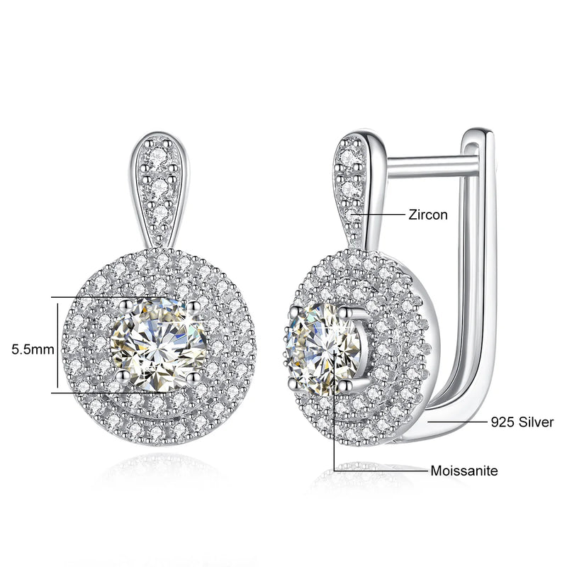 925 Sterling Silver Moissanite Stud Earrings for Women