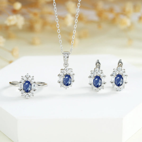 Sterling Silver Sapphire Jewelry Sets for Women