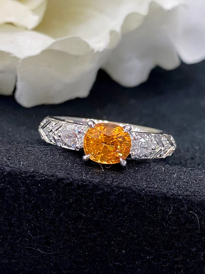 18K White Gold Fanta Garnet Ring for Women