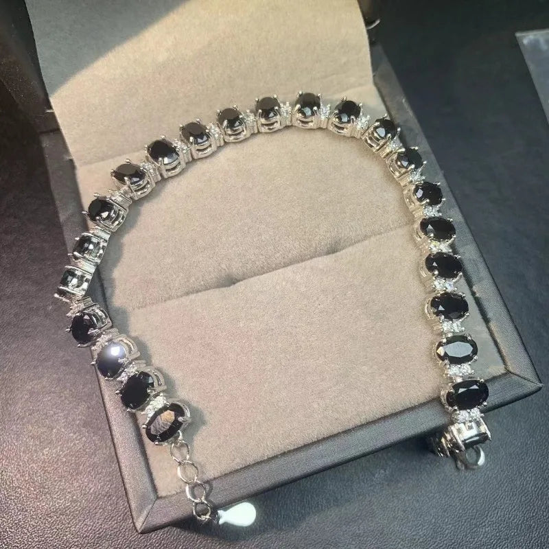 Sterling Silver Natural Spinel Bracelet for Ladies