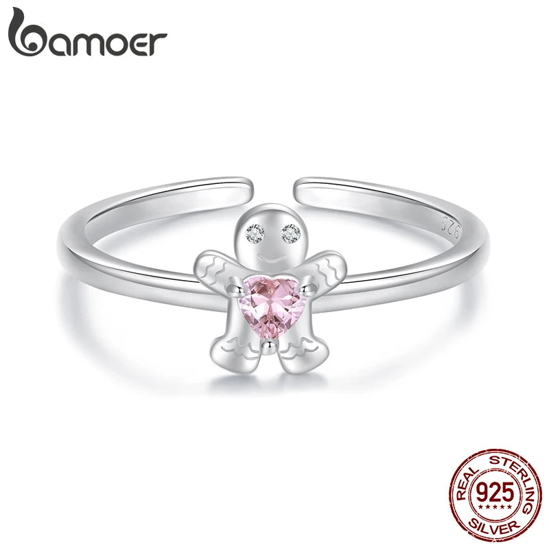 925 Sterling Silver Gingerbread Man Ring for Women