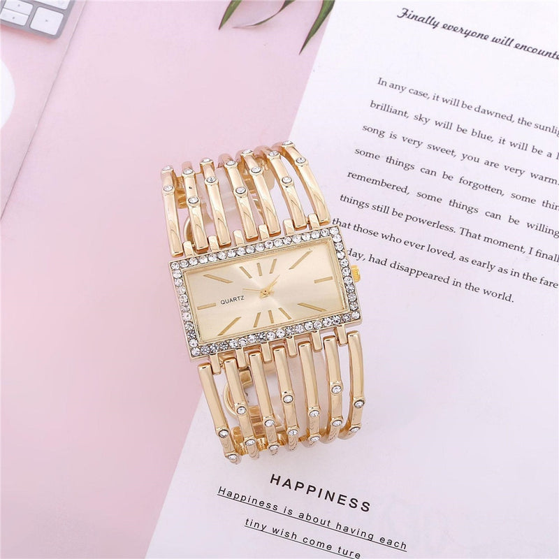 Stainless Steel Hollow Quartz Watch for Women