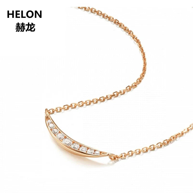 18k Rose Gold Natural Diamond Pendant Necklace for Women