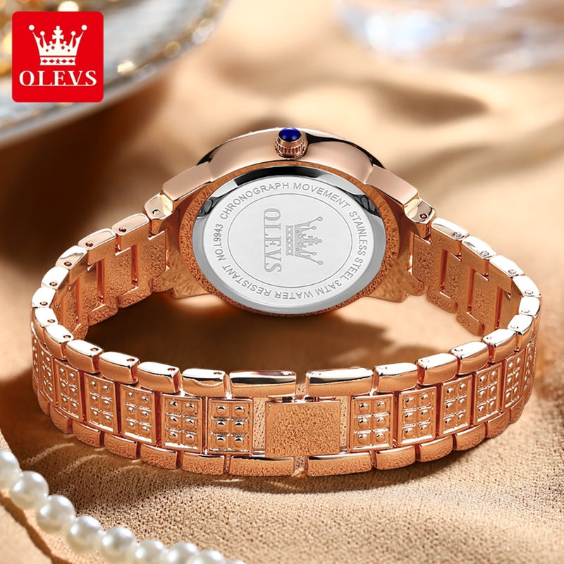 Stainless Steel Diamond Accent Fashion Quartz Wristwatch for Women